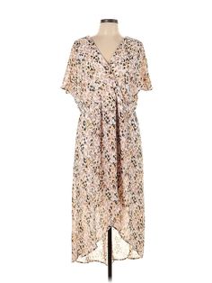 Evri Casual Dress Size: 0X Tan Dresses - used. 100% POLYESTER, Wrap, V Neck, Paisley, High Low, Short Sleeve | Evri Casual Dress - Wrap: Tan Paisley Dresses - Used - Size 0X Patterned Flowy Midi Dress With Short Sleeves, V-neck Midi Dress With Paisley Print For Summer, Spring Patterned Short Sleeve Maxi Dress, Spring Patterned Maxi Dress With Short Sleeves, Patterned Short Sleeve Maxi Dress For Spring, Patterned Short Sleeve Midi Dress For Spring, Short Sleeve Paisley Print Patterned Dress, Short Sleeve Patterned Dress With Paisley Print, Casual Short Sleeve Maxi Dress With Paisley Print