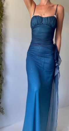 90s Prom Dresses, 90s Prom, 90s Prom Dress, Vintage Spaghetti, Vintage Prom Dress, Dress Sparkle, Prom Dress Inspo, Blue Prom Dress, Prom Dress Inspiration