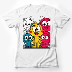 Colorful Cartoon Character Family T-Shirt, Cute Animated Group Tee, Fun Kids and Adults Apparel Female T-Shirt Custom graphic T-Shirt.Customize your color Male T Shirt, Cartoon Character, Cartoon Characters, Cool Kids, Custom Shirts, Graphic T Shirt, Womens Shirts, Cotton Blend, T Shirt