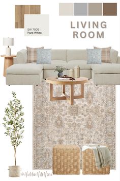 Living room decor mood board with warm neutral tones and a cream sectional sofa Living Room With Sectional Sofa, Living Room With Sectional, Halloween Home Decor Indoor, Cream Couch Living Room, Beige Couch Living Room, Beige Sofa Living Room, Tan Living Room, Chris Loves Julia X Loloi, Leather Couches Living Room