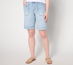 Summer calls for comfy laid-back simplicity. These True Denim shorts answer that call with pull-on ease, a hits-just-right hemline, and yes-please pockets. Because who wants summer 'fits to feel complicated? (Not us!) From Issac Mizrahi Live!TM. Summer Fits, Isaac Mizrahi, Short Pants, Fashion Pants, Patch Pocket, Denim Shorts, Pants, Trousers