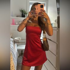 New With Tags, Never Been Worn. Cutest Red Mini Dress Just A Little Too Small For Me! Satin Fabric With Cutout Sides. Dresses Revolve, Red Maxi Dress, Red Shirt Dress, Red Dress Maxi, Cut Out Dress, Shirt Dresses, Out Dress, More To Come, Red Shirt