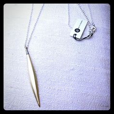 Gold Pendant Necklace, Long With Silver Chain Elegant Silver Necklace With Brass, Elegant Silver Brass Necklace, Silver Long Pendant Necklace With Adjustable Chain, Everyday Silver Brass Chain Necklace, Silver Jewelry With Delicate Brass Chain, Silver Long Drop Necklaces For Everyday, Silver Necklace With Delicate Long Drop Chain, Silver Long Necklace With Delicate Chain, Everyday Silver Long Drop Necklace