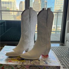 Jeffery Campbell Cowboy Boots Size 9. I Wore Them 3 Times, Probably A Total Of 4 Hours Combined. Nothing Wrong With Them, Just Have New White Boots And Trying To Make Some Space. Smoke Free, Pet Free Home! Xo Western White Boots With Stacked Heel, White Western Heeled Boots Medium Width, White Wide Calf Boots With Reinforced Heel, White Heeled Boots With Wide Calf And Snip Toe, White Wide Calf Boots With Snip Toe, White Wide Calf Heeled Boots With Snip Toe, White Wide Calf Snip Toe Boots, White Wide Calf Snip Toe Heeled Boots, Western White Boots Medium Width