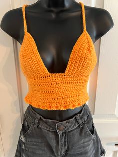 🧡 Gorgeous, scalloped pattern cropped crochet top, in a vivid, neon, hot orange color! 🧡A fun, pop of neon color for summer! You will stand out in this gorgeous crocheted shirt. Perfect for a summer music festival, farmers market, concert, food festival or just a stunning piece for the boho style. Bright, neon color is a show stopper! Shirt is not lined but tight crochet pattern allows for little to no show through. Such a gorgeous, one of a kind shirt, perfect to stand out in a crowd!  Criss- Concert Food, Crocheted Shirt, Summer Music Festival, Orange Crochet, Crochet Festival, Hot Orange, Summer Music Festivals, Festival Concert, Summer Music