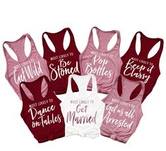 six women's tank tops that say i'll bring the attic, i'll bring the party and i'll bring the bling