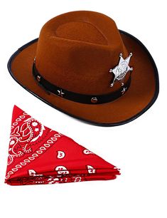 PRICES MAY VARY. One sized cowboy hat for toddler boy dress up accessories Including a child cowboy brown hat and a red bandana Toddler boy cowboy hat with the sheriff's badge, classic teardrop crown, decorative buckle belt and adjustable windproof rope, showcasing fashion and individuality Suitable for Dress up, Rodeo Day, Role play, Halloween, Mardi Gras celebrations and West Cowboy Party A wonderful gift idea for your little ones on these meaningful occasions Size: Toddler boys'cowboy brown h Adjustable Brown Halloween Costume Accessories, Western Costume Hats For Western-themed Events, Western Costume Hats For Themed Events, Western-themed Costume Hats And Headpieces, Western-styled Costume Hats For Western-themed Events, Western Red Hat Band, One Size Fits Most, Red Western Hat Band One Size Fits Most, Red Western Hat Bands, One Size Fits Most, Red Western Hat Bands (one Size Fits Most)