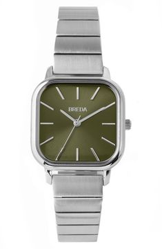 BREDA Esther Bracelet Watch, 26mm | Nordstrom Classic Jewelry Pieces, Minimalist Watch, Diy Kits Gift, Square Watch, Keep Jewelry, Jewelry Inspo, Minerals Crystals, Adjustable Bracelet, Silver Watch