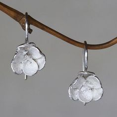 Sterling silver drop earrings, 'Petite Camellia' - Sterling Silver Drop Earrings from Bali Camellia Flowers, Artisan Jewelry Handmade, Printed Jewelry, Sterling Silver Drop Earrings, Floral Jewellery, Silver Drop Earrings, Balinese, Jewelry Packaging, Flower Jewellery