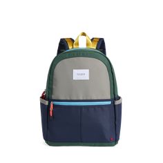 STATE Bags | Kane Kids Double Pocket Backpack Color Block Green/Navy Back To School Softback Backpack With Removable Pouch, School Backpack With Removable Pouch For Back To School, Versatile School Bags With Functional Pockets, Functional School Backpack With Removable Pouch, Functional Green Backpack With Removable Pouch, Everyday Backpack With Removable Pouch For Back To School, School Bags With Functional Pockets, Green Backpack For Everyday Use And Back To School, Back To School Backpack With Functional Pockets