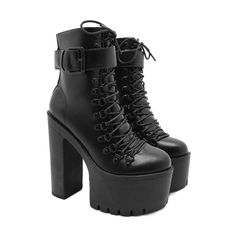 Step into bold fashion with our Black High Heel Platform Boots. Crafted from high-quality PU leather, these gothic shoes are perfect for those who adore super high heels and seek a unique design. The metal buckle belt adds a touch of sophistication, while the zipper closure ensures a secure fit. Designed with a platform high heel, these boots are ideal for creating an eye-catching dark gothic outfit that will make you steal the spotlight. Elevate your style with these trendy and fashionable Blac Sticker Machine, Women's Motorcycle Boots, Gothic Shoes, Popular Boots, Dr Shoes, Platform Heels Boots, Black Platform Boots, Chunky High Heels, High Heel Boots Ankle