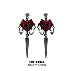 Forbidden Love Rivet Dangle Earrings™ - 1ST XULIE Valentine's Day Formal Metal Earrings, Black Metal Earrings For Valentine's Day, Black Drop Earrings For Valentine's Day, Black Dangle Jewelry For Valentine's Day, Black Valentine's Day Earrings, Gothic Metal Earrings For Valentine's Day, Gothic Dangle Earrings For Valentine's Day, Valentine's Day Evening Dangle Earrings, Metal Jewelry For Valentine's Evening