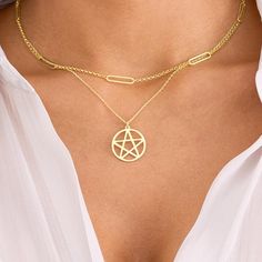 Gold Pentagram Necklace, Pentacle Necklace, Pentacle Pendant Silver | Wiccan Pentagram Necklace, Pentagram Pendant | Pagan Jewelry for Women o-------------o-------------o * MONEY BACK GUARANTEE: We gladly accept returns / replacements and refunds in our store. From the day you receive your order, you have 90 days to request a free replacement, return, or full refund if your order is incorrect or not as described. * If you experience any issues while using your product, please don't hesitate to r Wiccan Pentagram, Wicca Pentagram, Pentacle Necklace, Pagan Necklace, Pentagram Necklace, Pentagram Pendant, Wiccan Jewelry, Pagan Jewelry, Necklace For Her