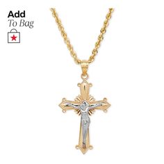 in stock Classic White Gold Crucifix Necklace, 14k Gold Crucifix Jewelry, 14k Gold Crucifix Hallmarked Jewelry, 14k Gold Hallmarked Crucifix Jewelry, Classic Crucifix Jewelry With Polished Finish, Classic Yellow Gold Crucifix Jewelry, Classic Polished Crucifix Jewelry, Classic Hallmarked Crucifix Jewelry, Stamped 14k White Gold Cross Jewelry