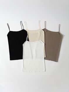 Composition : Lyocell Cotton 100%Color : Black, white, beige, khakiCountry of Origin : China Basic Beige Sleeveless Tank Top, Beige Seamless Sleeveless Camisole, Beige Stretch Camisole In Casual Style, Beige Stretch Camisole Casual Style, Casual Stretch Beige Camisole, Casual Cream Cami Tank Top, Summer Knitting, White Beige, Cami Tanks