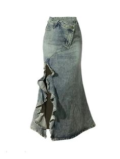 Buy Women's Mermaid Skirt Clothes Blue Skirt Harajuku Korean Girl Casual Chic Fashion Vintage A-Line Denim Skirt Split Hem Coquette for only $44.89 at Shoptery! Free Shipping! Casual Chic Fashion, Moda Casual Chic, Casual Chique Stijl, Empire Dresses, A Line Denim Skirt, Womens Denim Skirts, Style Casual Chic, High Waisted Denim Skirt, Mermaid Pattern