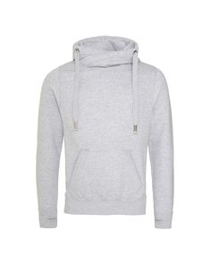 Men's 80/20 Heavyweight Cross Over Neck Hooded Sweatshirt - HEATHER GREY - S | Just Hoods By AWDis Men's 80/20 Heavyweight Cross Over Neck Hooded Sweatshirt in Heather Grey Size Small | Cotton/Polyester Blend Mens Leisure Wear, Pullover Mode, Cowl Neck Hoodie, Personalized Cross, Cross Neck, Mens Crosses, Neck Hoodie, Style Hoodie, Hooded Tops