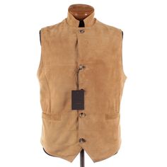 * Front Length (Shoulder Seam To Bottom Point): 28.25 * Back Length (Bottom Of Collar): 26 * Pit To Pit: 23 * Waist (Flat Across At The Top Of The Pockets): 21.5 * Shoulder (Point To Point): 17.25 Luxury Winter Vest For Workwear, Luxury Winter Workwear Vest, Stand Collar Vest For Workwear In Fall, Winter Workwear Vest With Stand Collar, Brown Fitted Nehru Jacket For Winter, Men's Trench Coat, Shirt Jacket Men, Ralph Lauren Jacket, Men's Windbreaker