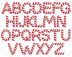 the letters and numbers made out of candy canes are in red and white stripes