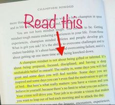 an open book with the word read this highlighted in red and yellow text on it