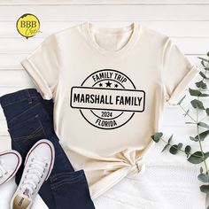 Family Reunion Shirt, Custom Family Vacation Shirt, Family Shirt, Gift For Family, Road Trip Shirt, Matching Family, Reunion Shirt NOTE  We will use Black design for White, Athletic Heather and Heather Peach. White design for all other colors. Dear Customer, We're here to give you best Family shirt options for you. We want to make everyone smile with our cute , stylish and trendy graphic T-shirts. We can assure you this shirt will be perfect Family gift whether you will buy it yourself or for someone else. Personalization Box Only For Family Name And Location Name Check the size chart before you purchase 2. How to Order * Pick your shirt type and size Your design will be printed on the front.  *Pick your t-shirt color Add your design Name And Text Color **design colors will be different fo Relaxed Fit Short Sleeve Shirt For Family Reunion, Relaxed Fit Crew Neck Shirt For Family Reunion, Family Reunion Shirt, Family Reunion Shirts, Family Road Trip, Reunion Shirts, Opposite Colors, Family Vacation Shirts, Perfect Family