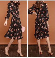 FREE SHIPPING Flower Print A-line Autumn Dress JKP3397 Autumn Dress, Empire Dress, Empire Waist Dress, Bell Sleeve Dress, Tea Length Dresses, Dress Silhouette, Maxi Dress Party, Tube Dress, Dress Picture