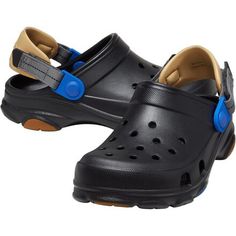 The Classic All-Terrain Clog keeps our little one bounding around with supreme cushion, thanks to its Croslite foam construction. Since this version boasts of being all-terrain, it features durable rubber pods on the sole and an adjustable back strap to keep their foot in place. Small Black Crocs Toddler, Crocs Hiker Clog, Back Strap, Strap Heels, Travel With Kids, Clogs