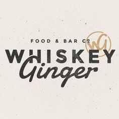 the logo for food and bar co whiskey ginger is shown in black on a white background