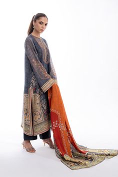 Shirin Sania Maskatiya, Embroidery Motif, Borders Design, Eid Collection, Silk Dupatta, Stylish Dress Designs, Rust Color, How To Dye Fabric, Raw Silk