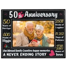 a 50th anniversary frame with an older couple