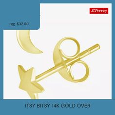 Features: Hypoallergenic, Celestial JewelryEarring Back: PostShape: Star, MoonMetal Color: YellowEarring Length: 4.5mmEarring Width: 3.5mmCare: Wipe CleanEarrings Style: Stud EarringsMetal: 14k Gold Over SilverCountry of Origin: Imported Star Stud Earrings, Star Earrings Stud, Earrings Stud, Moon Star, Star Studs, Stars And Moon, Stud Earrings, Moon, Stars