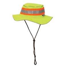 Berne Hi-Visibility Bucket Hat, One Size Adjustable Wide Brim Bucket Hat For Outdoor Activities, Adjustable Brimmed Bucket Hat For Outdoor, Adjustable Visor Bucket Hat For Outdoor, Yellow Bucket Hat With Upf 50+, Adjustable Fit Brimmed Bucket Hat With Uv Protection, Green Visor Sun Hat With Uv Protection, Yellow Bucket Hat For Outdoor Summer Activities, Adjustable Fit Bucket Hat With Uv Protection, One Size Bucket Sun Hat For Outdoor Activities