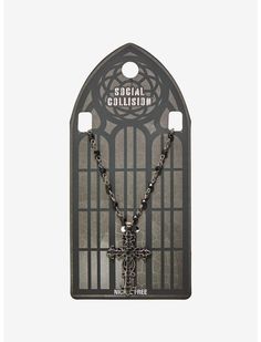 Social Collision Black Gothic Cross Rosary Necklace | Hot Topic Black Cross Pendant Jewelry For Halloween, Black Cross Jewelry For Halloween, Spiritual Black Chain Necklaces, Black Cross Necklace With Chain, Black Cross Pendant Chain Necklace, Black Cross Pendant Necklace With Chain, Spiritual Black Chain Necklace, Gothic Cross Jewelry For Gifts, Gothic Cross Pendant Jewelry For Halloween