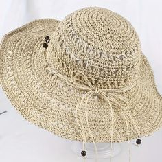 Straw Sun Hat Wide Brim Hollow Hand-Knitted And Packable Nwt Casual Lightweight One Size Hats, Casual Lightweight One-size Hats, Casual One Size Lightweight Hats, Lightweight Casual Crochet Hat For Outdoor, Lightweight Straw Hat For Spring, Lightweight Spring Straw Hat, One-size Beach Sun Hat, Solid Color One Size Sun Hat For Beach, Casual Lightweight Beige Hat