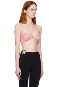 Pink Hilma Bra by Nensi Dojaka on Sale Expensive Stuff, Mesh Bra, Sweetheart Neck, Pink Shorts, Clothing For Women, North America, Blossom, Women Wear, Perfect Clothing