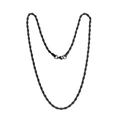 Men's Stainless Steel Black Rope Chain Necklace This classic rope chain, crafted of durable stainless steel, features a handsome black plating that will make it a favorite "go-to" accessory for many years to come.        Approx. 28"L x 1/8"W      Made of stainless steel; black plating     Lobster claw clasp Black Rope Chain Necklace As Gift, Black Rope Chain Necklace For Gift, Black Stainless Steel Cable Chain Necklace, Black Metal Necklace With Cable Chain, Black Metal Cable Chain Necklace, Black Stainless Steel Chain Necklace With Lobster Clasp, Black Stainless Steel Necklace With Lobster Clasp, Black Link Stainless Steel Necklaces, Black Jewelry With Wheat Chain As Gift