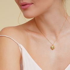 "Heart Necklace ⭐️ Next business day shipping! - Sterling Silver/ 18K Gold Vermeil / Rose Gold Vermeil - Adjustable length: 18\"+2\" WHAT IS VERMEIL: Gold Vermeil is made of thick 18k gold or rose gold layered on 925 sterling silver. GIFT READY: - Every piece comes in a gift box with a card inside - Invoice will be sent to you by email. We will not include invoice in the package PRODUCT CARE: - Separate from other jewelry to prevent scratching - Remove jewelry before exercising or showering - Po Gold Locket Necklace For Birthday, Gold Heart Necklace With Birthstone For Keepsake, Gold Heart-cut Necklace For Birthday, Gold Heart Cut Necklace For Birthday, Gold Heart Charm Necklace For Birthday, Mother's Day Birthday Locket Necklace, Puffed Heart Necklace, Puffy Heart Necklace, Gold Heart Pendant