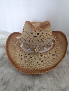 Cowgirl Hat Straw, Beige Straw Hat For Western-themed Summer Events, Country Style Bucket Hat, One Size Fits Most, Country Style Bucket Hat One Size, Country Style Bucket Sun Hat, Western Style Bucket Hat For Rodeo, Western Style Bucket Straw Hat, Trendy Brimmed Sun Hat For Rodeo, Western Style Bucket Hat