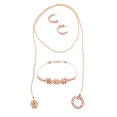 Soft and adjustable, but not short on style! Three peach crystal flowers with gold bead centers are hand macramed onto a peach nylon cord with an adjustable pull in the back. It opens to 8 3/4 inches to comfortably fit over most hands, and cinches in to fit even the daintiest of wrists. Complete your look with the curated Peach Blossom necklace and earrings. Macrame Hoop, Blossom Bracelet, Crystal Flowers, Jobs For Women, Cooling Scarf, Peach Blossom, Hang Loose, Peach Blossoms, Necklace And Bracelet