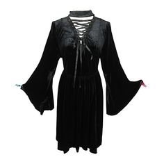 Torrid Black Stretch Velvet Flare Sleeve Lace Up Witchy Goth Midi Dress. Button Closure At Back Neckline. Pockets. Hanky Hem. Plus Size 1x(14-16). New With Tag. Bust Is 43" And Stretches To 52". Waist Is 33 1/2" And Stretches To 52". Hip Is 54" And Stretches To 68". 41" Long From Shoulder To Hem At The Longest Point. Smoke Free, Pet Free Home. Witchy Goth, Velvet Flares, Hanky Hem, Torrid Dresses, Stretch Velvet, Black Stretch, Flared Sleeves, Midi Dress, Lace Up