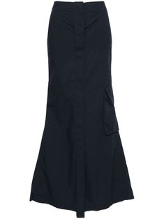 navy blue stretch-cotton poplin texture A-line belt loops two diagonal pockets to the sides side cargo pocket two rear welt pockets decorative button detailing straight hem unlined concealed front button placket Bohemian Wedding Guest, Yoko London, City Dress, Cargo Pocket, Summer Beach Wear, Lady Dior, Button Placket, Cotton Poplin, Welt Pockets