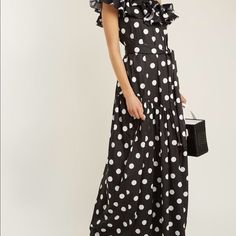 Caroline Constas Rhea Dress In Black & White. Size Xs. New With Tags Pale White Skin, Caroline Constas, Cotton Blends Dress, Black And White Style, Fashion Item, Polka Dot, Colorful Dresses, Cotton Blend, Black White