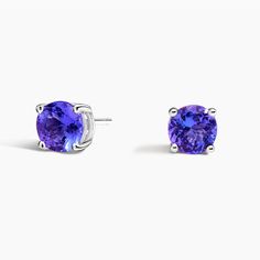 Solitaire Tanzanite Stud Ears - Silver. Fashion forward with classic sophistication, these beautiful tanzanites are set in comfortable basket settings.

This Limited Edition item is crafted only in small quantities and features an exclusive, of-the-moment design created with high-quality gemstones, meticulous craftsmanship, and ethical sourcing. Classic Tanzanite Jewelry, Classic Round Tanzanite Earrings, Tanzanite Studs, Brilliant Earth, Silver Earrings Studs, Silver Fashion, Fashion Forward, Limited Edition, Stud Earrings