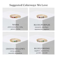 A unique way to mark life's special occasions - our Birthstone Ring celebrates you and your loved ones with customizable gemstones in a stylish, stackable design perfect for everyday wear. Personalize this piece by adding four round gemstones or diamonds in your favorite colors or to represent those you love most!