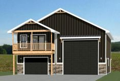 this is an artist's rendering of a two - story garage with lofts