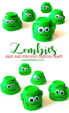 Egg Carton Zombie Craft Halloween Craft With Egg Carton, Fun Activities For 3-5, Egg Carton Halloween Crafts For Kids, Egg Box Halloween Crafts, Egg Carton Crafts For Kids Halloween, Egg Drop Ideas Projects, Halloween Frankenstein Crafts, Egg Carton Ghost, Kinder Halloween Activities