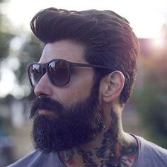 Mens Pompadour, Pompadour Men, Mens Hairstyles With Beard, Hipster Beard, Pompadour Hairstyle, Beard Style