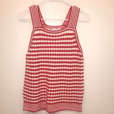 Brand New, Beautiful Crocheted Stripped Tank Top. Fun Detailing On The Straps And Bottom. Spring Striped Crochet Top, Striped Crochet Top For Spring, Striped Crochet Top For Summer, Striped Spring Tops From Gap, Spring Striped Gap Tops, Casual Striped Crochet Top For Summer, Red Gap Tops For Spring, Casual Red Crochet Knit Top, White Gap Tops For Vacation