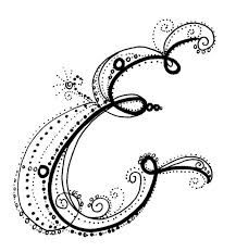 the letter c is made up of swirls and dots, vintage line drawing or engraving