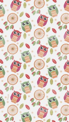 an owl pattern is shown on a white background